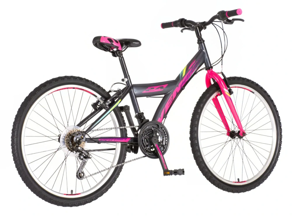 Bicykel Venssini Parma 24" Tmavo Sivá Ružová KIDS